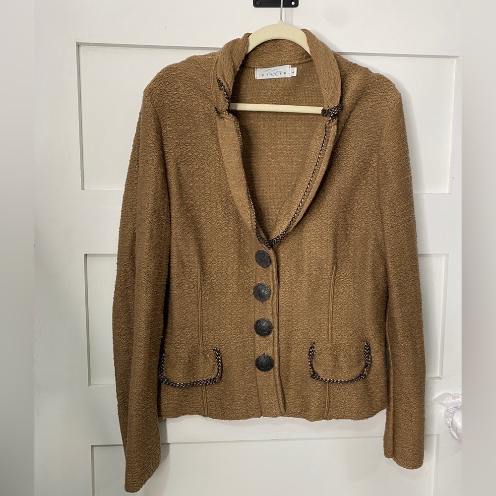 Willow Brown Cardigan Faux Pockets Size Large